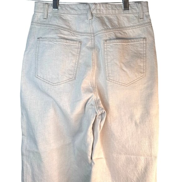 ZARA Linen Blend Small Wide Leg Pants Beige - Picture 9 of 15